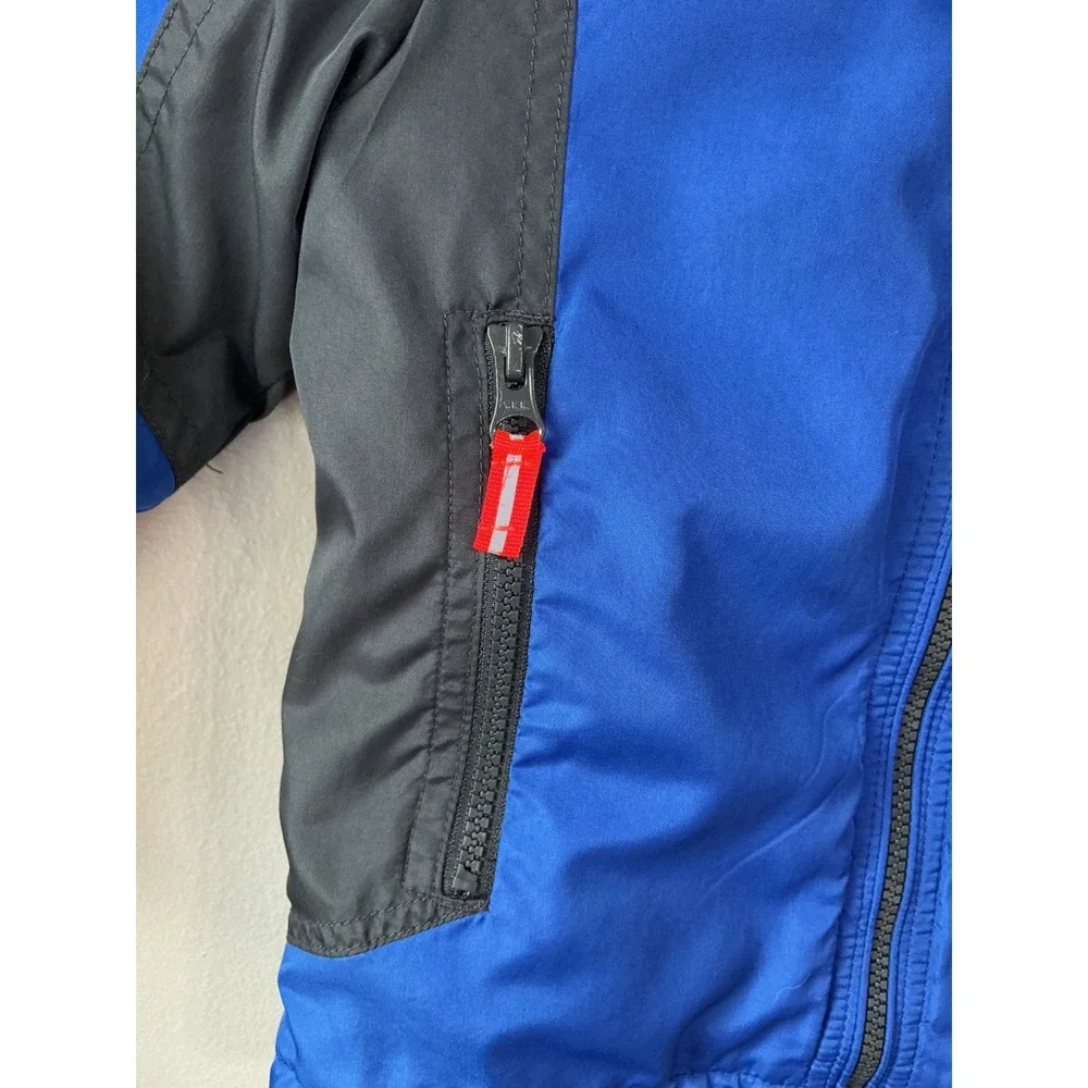 OshKosh Bgosh Boys Blue Grey Fleece Lined Hooded Windbreaker Jacket Size 5-6